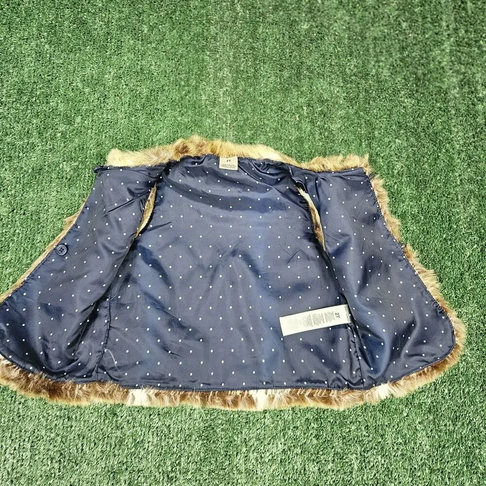 OshKosh Bgosh Toddler Faux Fur Vest Girl's 2T Brown Sleeveless Vest